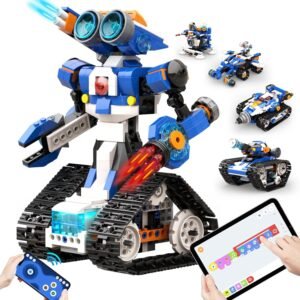 Robot J STEM Robot Toy for Boys Ages 8-12, 6 in 1 Programmable App Remote Control Robot