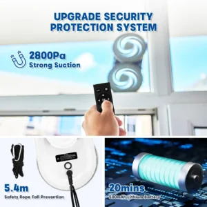 Automatic Household Cleaning Robot Vacuum with Remote Control US Plug Type for Glass Cleaning - Image 3
