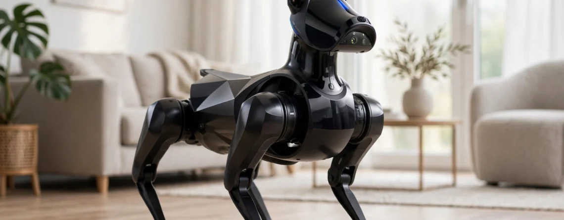 Xiaomi CyberDog 2 style robot dog, living room photo