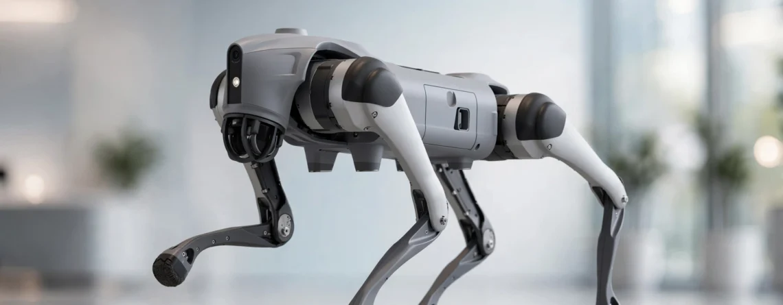Unitree Go2 style robot dog, studio photo
