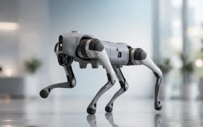 Unitree Go2 style robot dog, studio photo