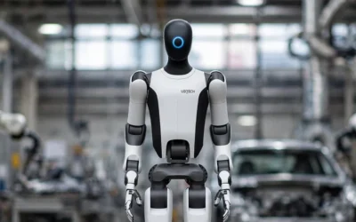 UBTech Walker S2 style industrial humanoid robot in an automotive factory